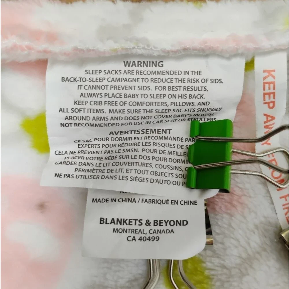 Blankets & Beyond Sleep Sack Fleece Elephants Pink and Green